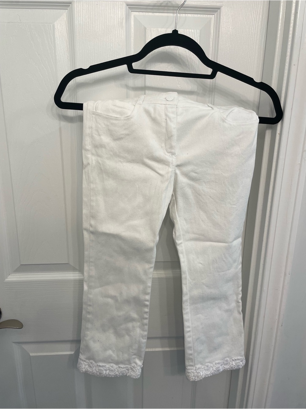 Janie and Jack White Jean Capris with Lace Hem Sz 10